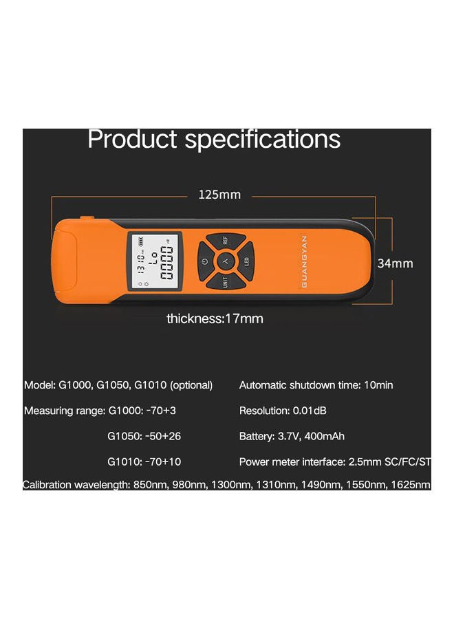 Portable Optical Power Meter Orange 14.8 x 3.5 x 5.3cm - Image 2