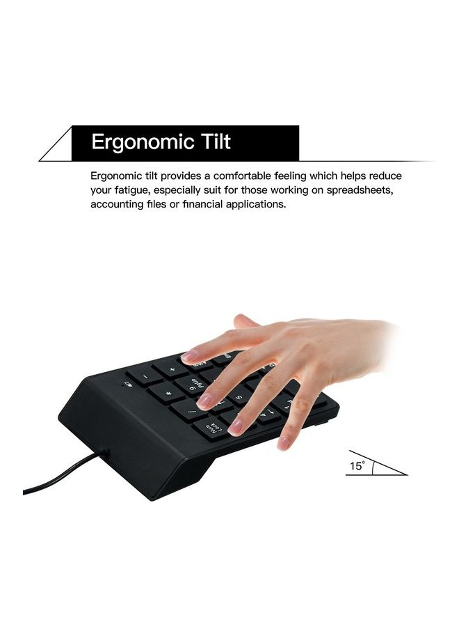 18 Keys Fashionable Low Noise Mini Numeric Keypad Waterproof USB Wired Black - Image 3