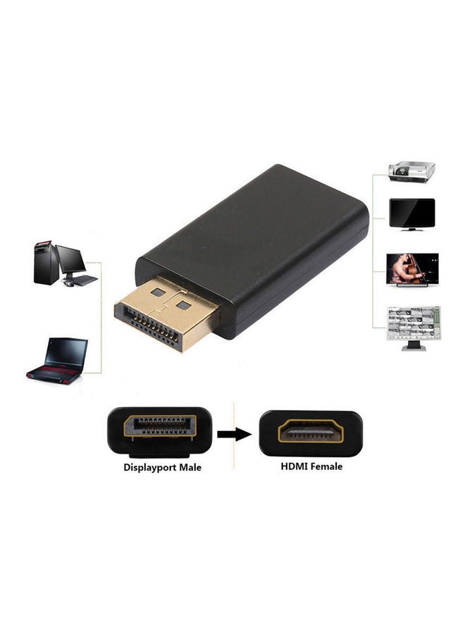 ماركة غير محددة محول لشاشة أجهزة الكمبيوتر HDTV  بمنفذ DP ذكر إلى HDMI أنثى بدقة 1080 بكسل لون أسود  - Image 4