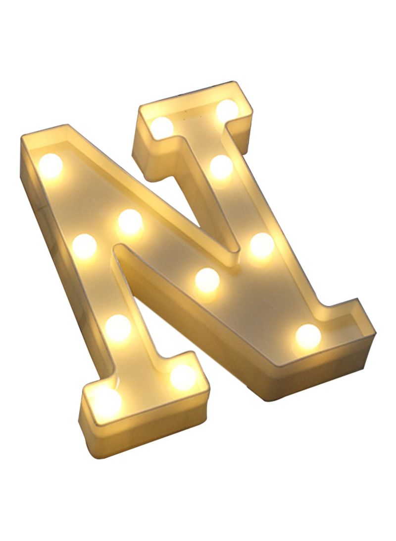 Alphabet N Letter Shape Decorative LED Light Warm White 20x17cm - Image 1
