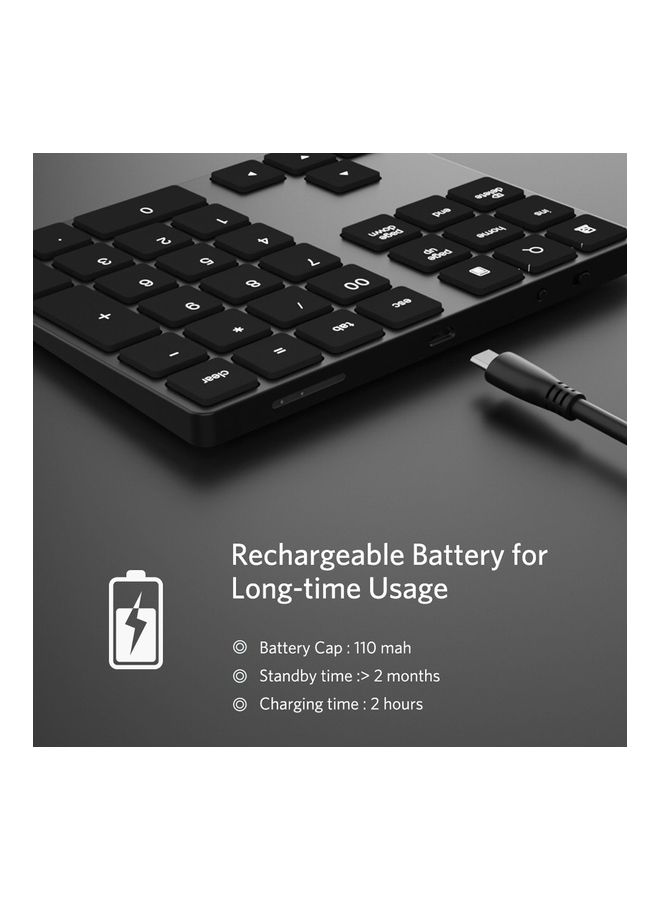 Aluminium  Wireless Numeric Keyboard Black - Image 2