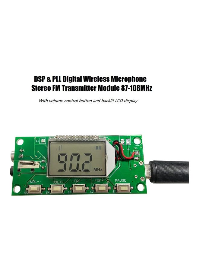 Wireless Microphone Stereo FM Transmitter Module Green/Grey/Black