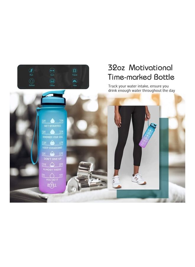 XiuWoo - 1L Large Water Bottle with Motivational Time Marker Blue/Pink - Image 1