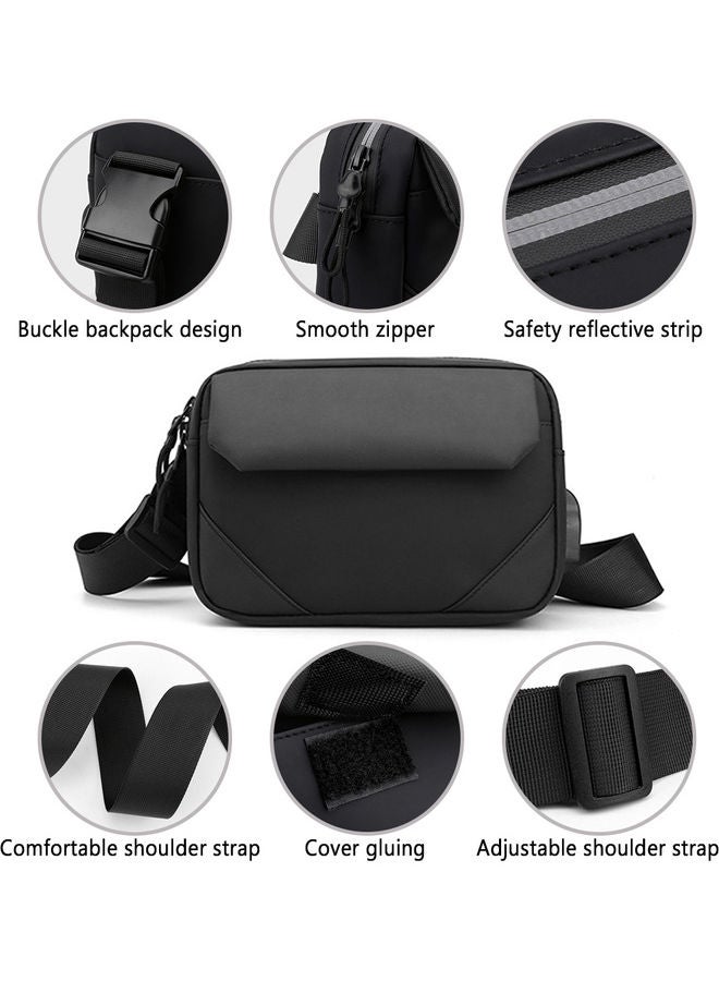 Generic Wear-Resistant Crossbody Single Shoulder Nylon Sling Bag with Charging Port  - Image 4