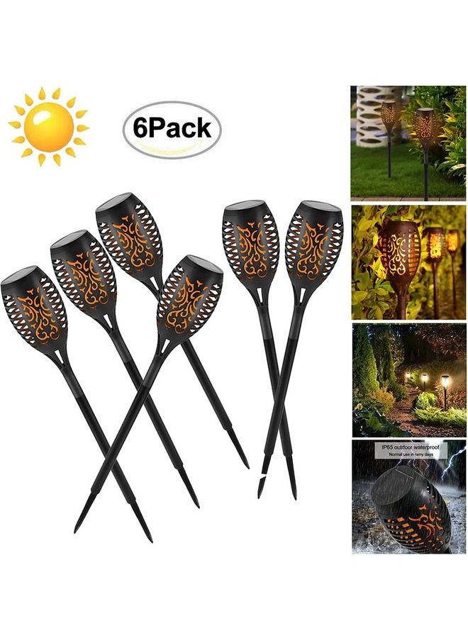 6-Piece LED Solar Garden Light Black - Image 1
