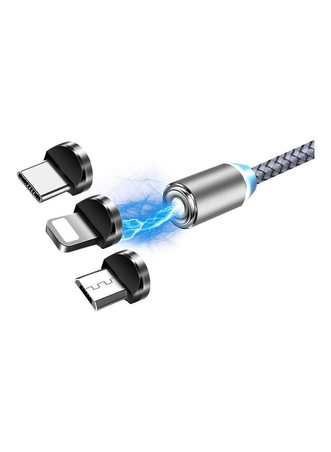 3 In 1 Type-C Magnetic Fast Charging Cable Silver
