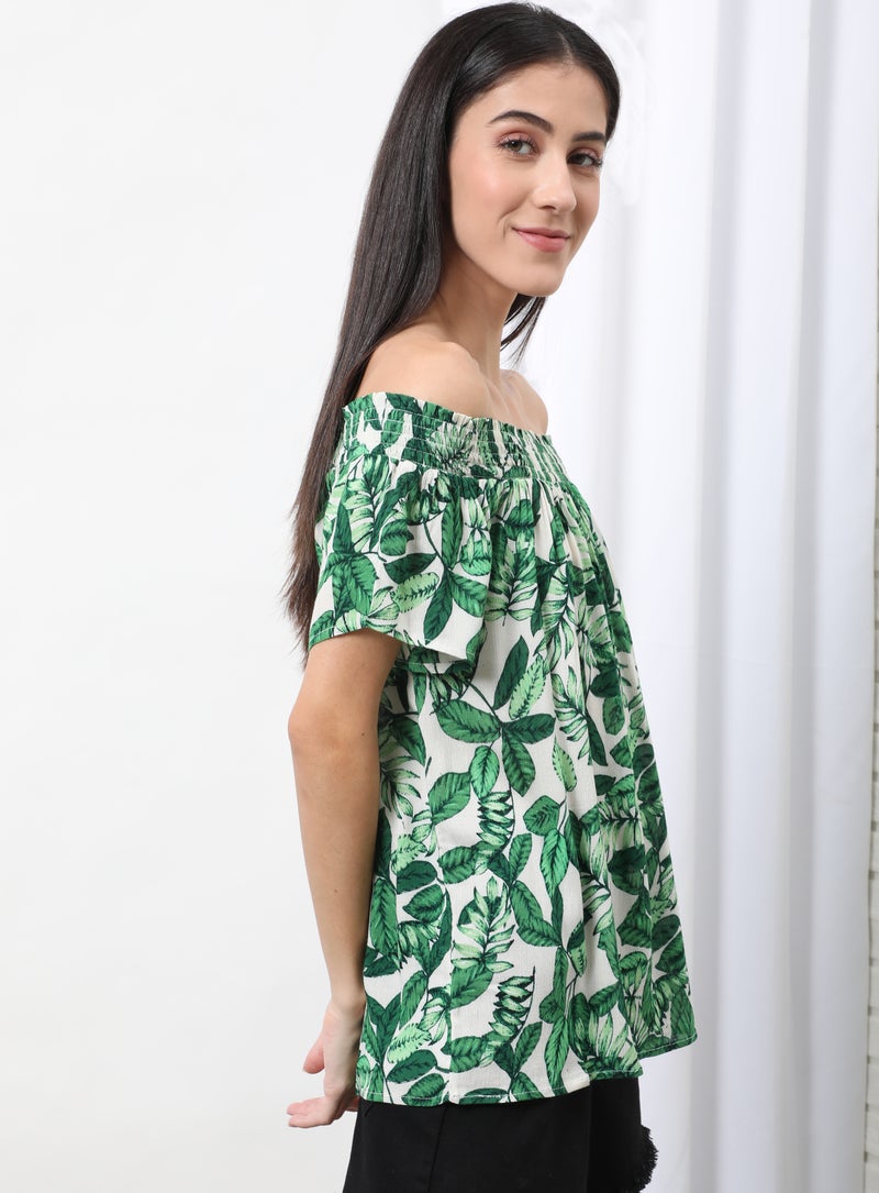 OFFROAD Fashionable Casual Top Green/White  - Image 2