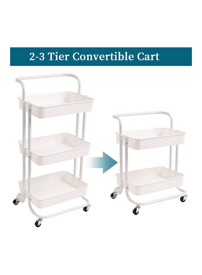 روك بو عربة بعجلات متعددة الاستخدامات من 3 مستويات مزوَّدة بعجلات ومقبض أبيض - Image 4