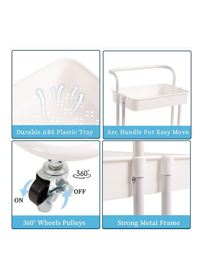 روك بو عربة بعجلات متعددة الاستخدامات من 3 مستويات مزوَّدة بعجلات ومقبض أبيض - Image 3