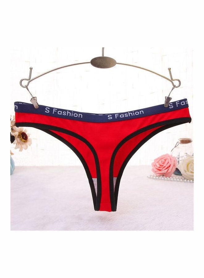 Pack Of 3 Solid Pattern T-Back Briefs Pink/White/Red - Image 2