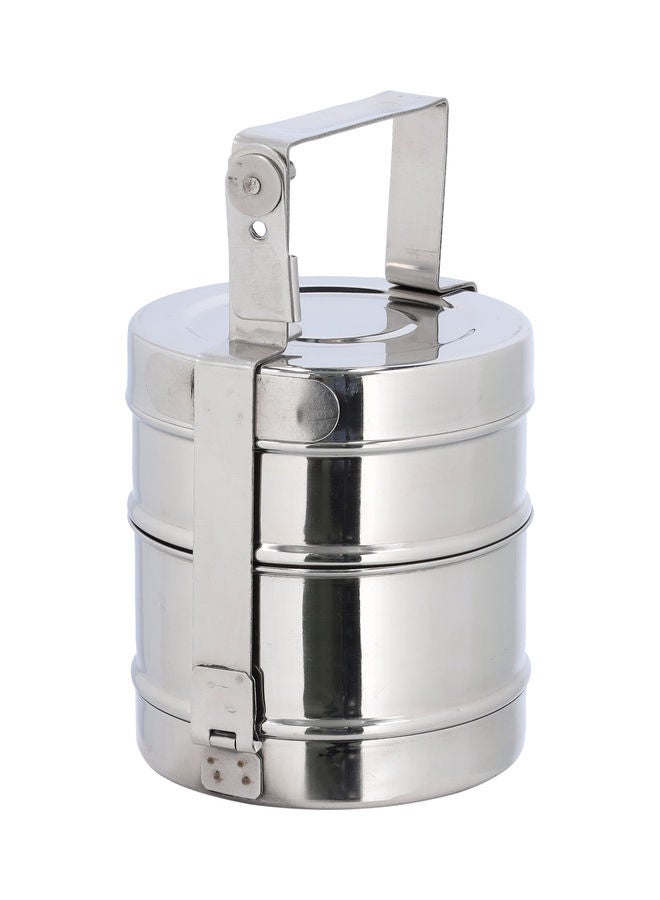DELCASA 2-Layer Stainless Steel Tiffin Lunch Box Silver 14x9x15cm  - Image 4
