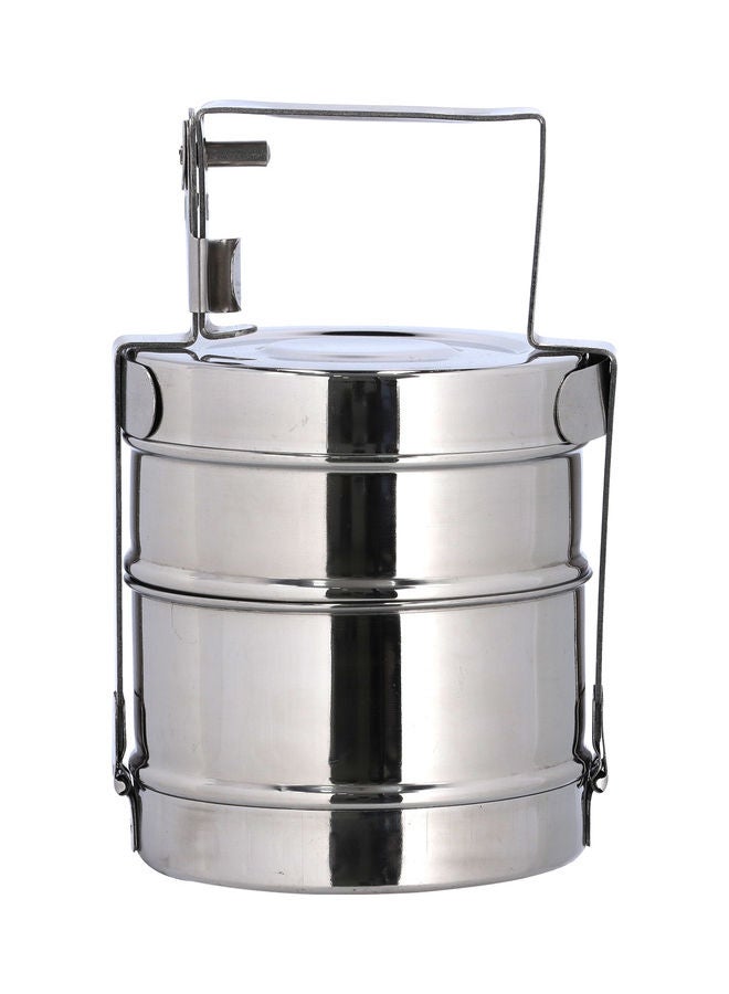 DELCASA 2-Layer Stainless Steel Tiffin Lunch Box Silver 14x9x15cm  - Image 1