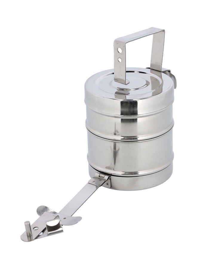 DELCASA 2-Layer Stainless Steel Tiffin Lunch Box Silver 14x9x15cm  - Image 2