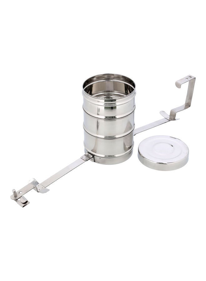 DELCASA 3-Layer Stainless Steel Tiffin Lunch Box Silver 14x9x15cm  - Image 2