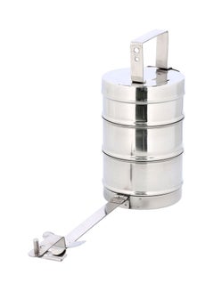 DELCASA 3-Layer Stainless Steel Tiffin Lunch Box Silver 14x9x15cm  - Image 3
