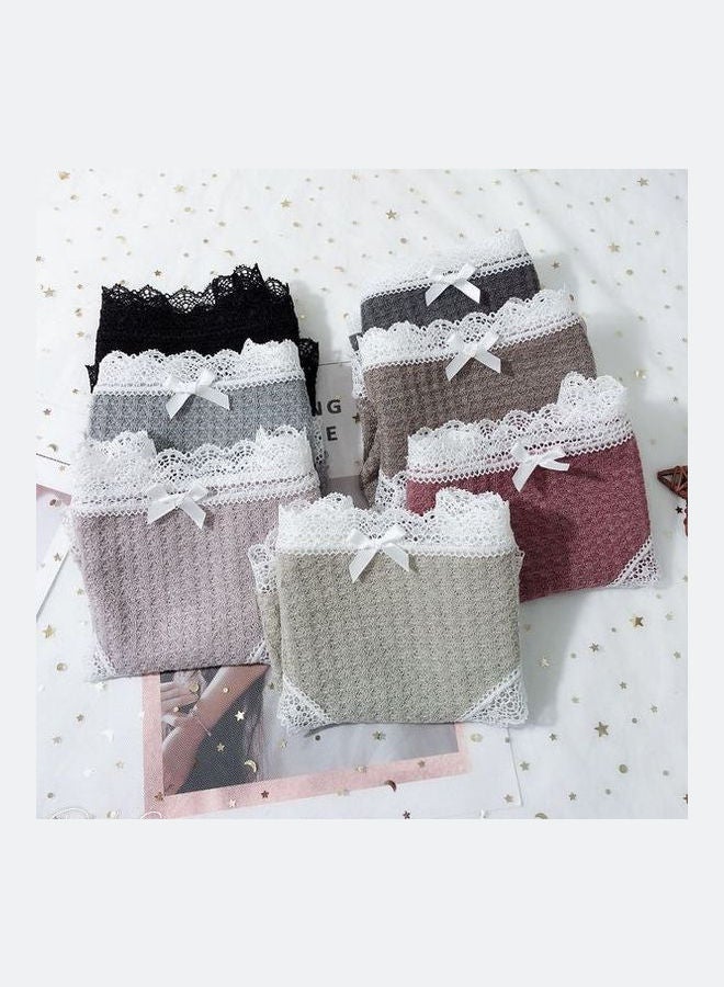 Pack Of 7 Lace Design Pattern Briefs Multicolour - Image 1