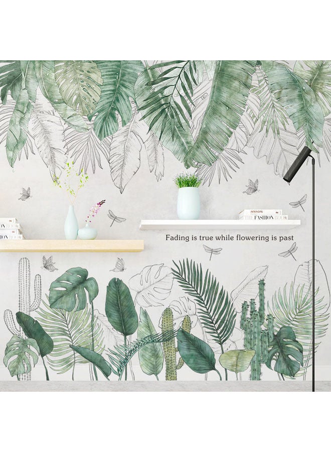 Tropical Plant Leaf Bonsai Self Adhesive Mural Wall Sticker Green - Image 3