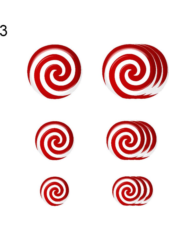 12-Piece Candy Pattern Self-Adhesive Wall Sticker Red/White