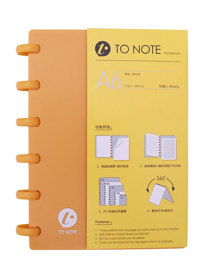 Generic A6 Ring Binder Notebook Yellow 