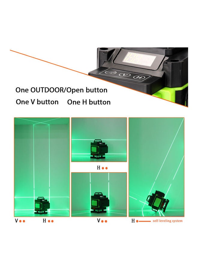 Generic - Multifunctional 16 Lines Laser Level Green/Black - Image 1