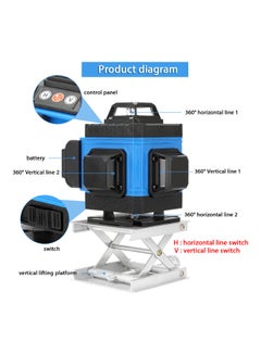 ماركة غير محددة Multifunctional 16 Lines Laser Level Measuring  Tool Black/Blue  - Image 2