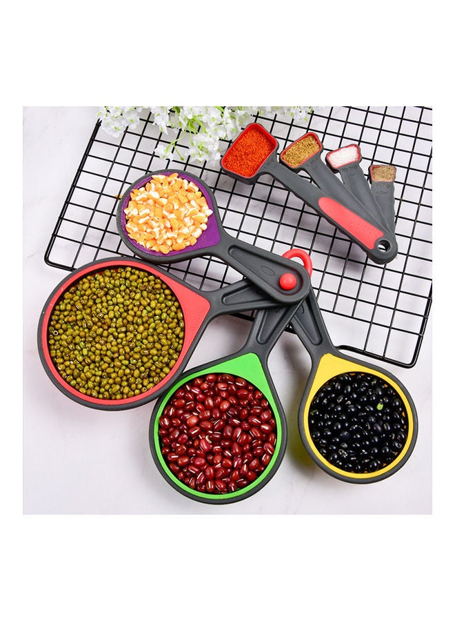 8-Piece Measuring Cups And Spoons Multicolour Cups: 19x10.5cm,17x9cm,16x8cm, 15x7.2cm  - Image 2