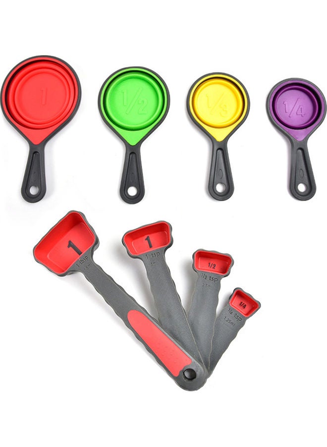8-Piece Measuring Cups And Spoons Multicolour Cups: 19x10.5cm,17x9cm,16x8cm, 15x7.2cm  - Image 1