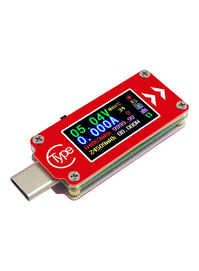USB Type-C Color Display Voltmeter Red - Image 2