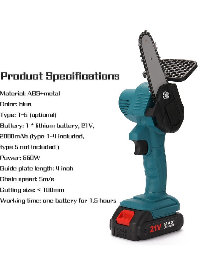 7-Piece Electric Pruning Saw Set Blue/Black/Silver - Image 4