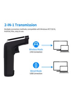 Aibecy 2-in-1 Handheld 1D Barcode Scanner Wireless and USB Wired Compatible with Windows Android Mac Black/Silver  - Image 4