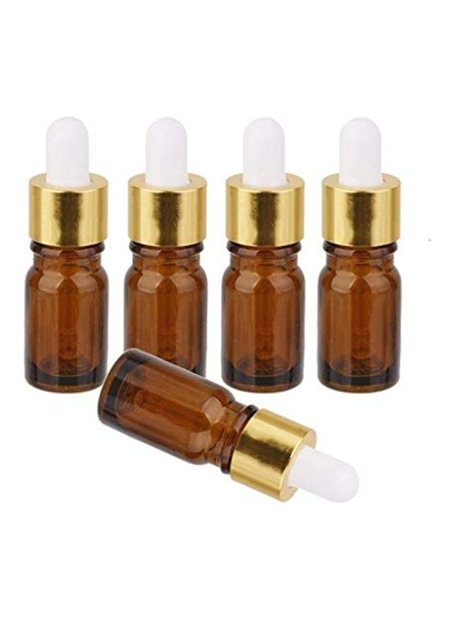 DIY Crafts 5-Piece Crafts Mini Amber Glass with Pipette Dropper Bottles Brown/Gold  - Image 1