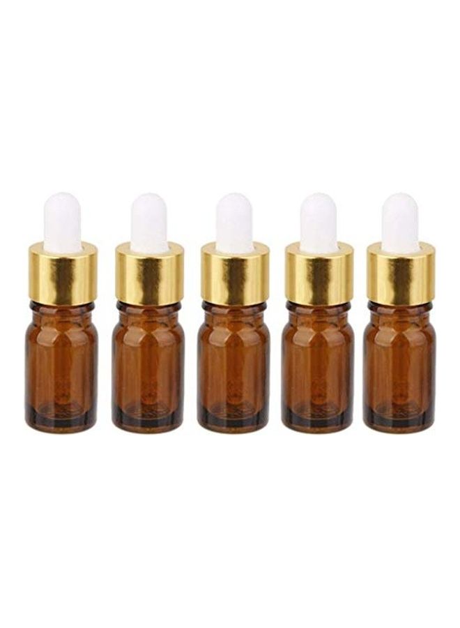 DIY Crafts 5-Piece Crafts Mini Amber Glass with Pipette Dropper Bottles Brown/Gold  - Image 2