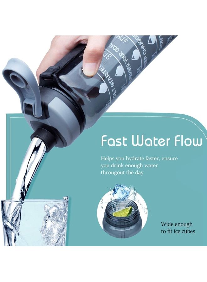 شو وو زجاجة ماء كبيرة بسعة 1 لتر مع علامات توقيت تحفيزية - Image 4