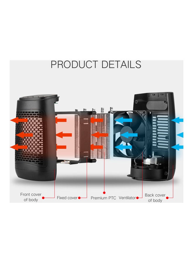 سخان  تدفئة كهربائي للغرفة 200.0 W H36831UK-LM أسود - Image 3