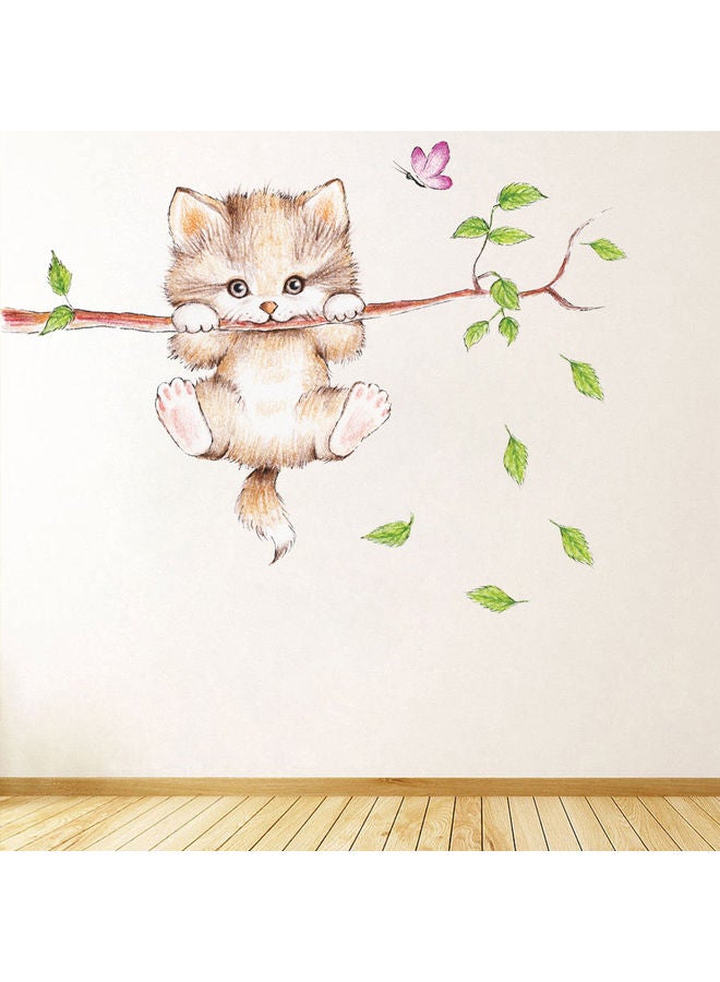 Cartoon Cat Tree Branch Butterfly Shape Wall Stickers Multicolour - Image 2
