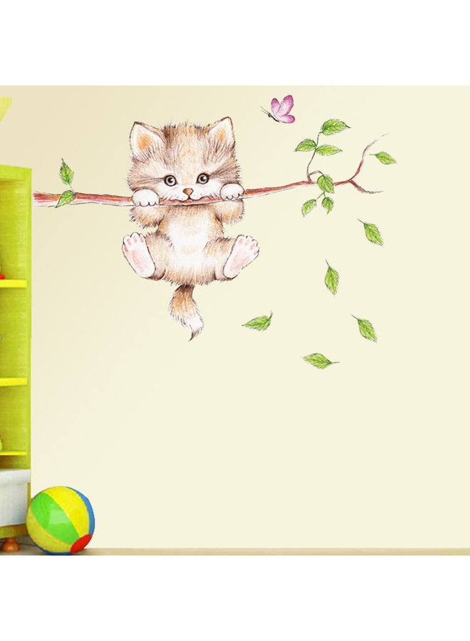 Cartoon Cat Tree Branch Butterfly Shape Wall Stickers Multicolour - Image 3