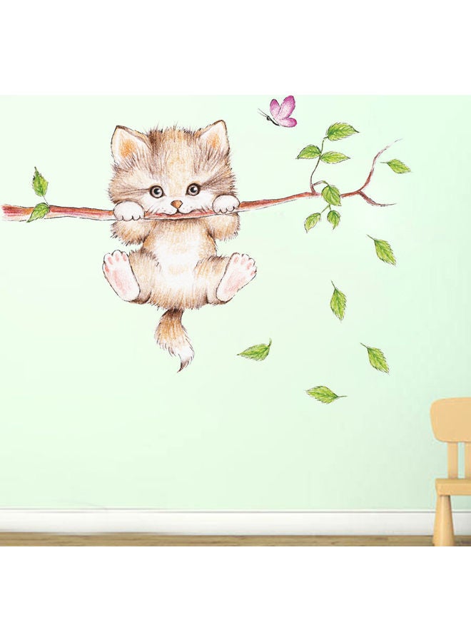 Cartoon Cat Tree Branch Butterfly Shape Wall Stickers Multicolour - Image 4