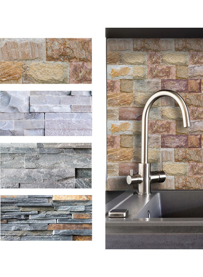 9-Piece  Brick Stone Imitation Waterproof Tile Stickers Grey  - Image 2