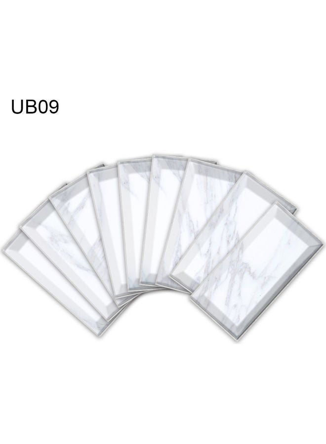Pack Of 9 Tile Themed Wall Stickers White/Grey 20x10cm 