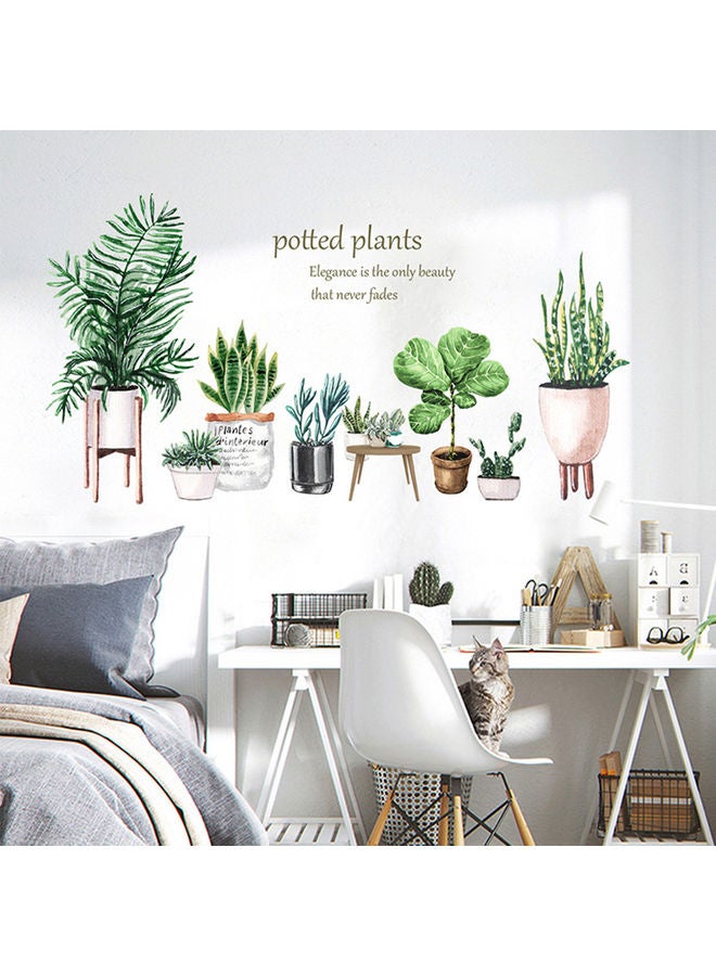 Pack Of 2 Potted Plants Themed Wall Stickers Green/Pink/Brown 30x90cm - Image 4