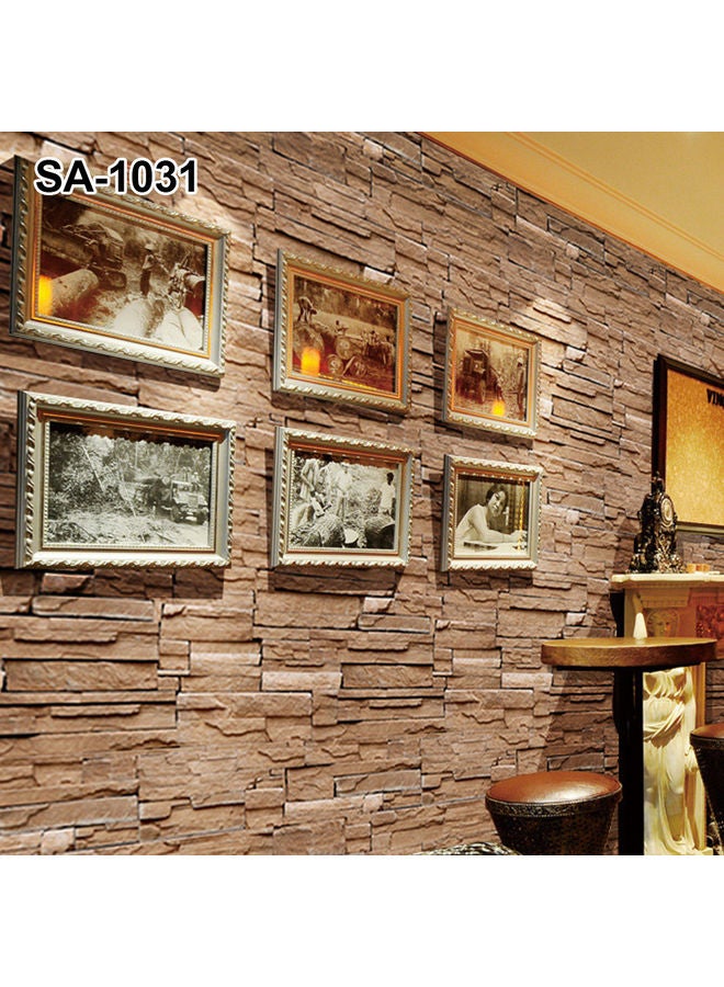Wooden Brick Themed PVC Wall Sticker Brown