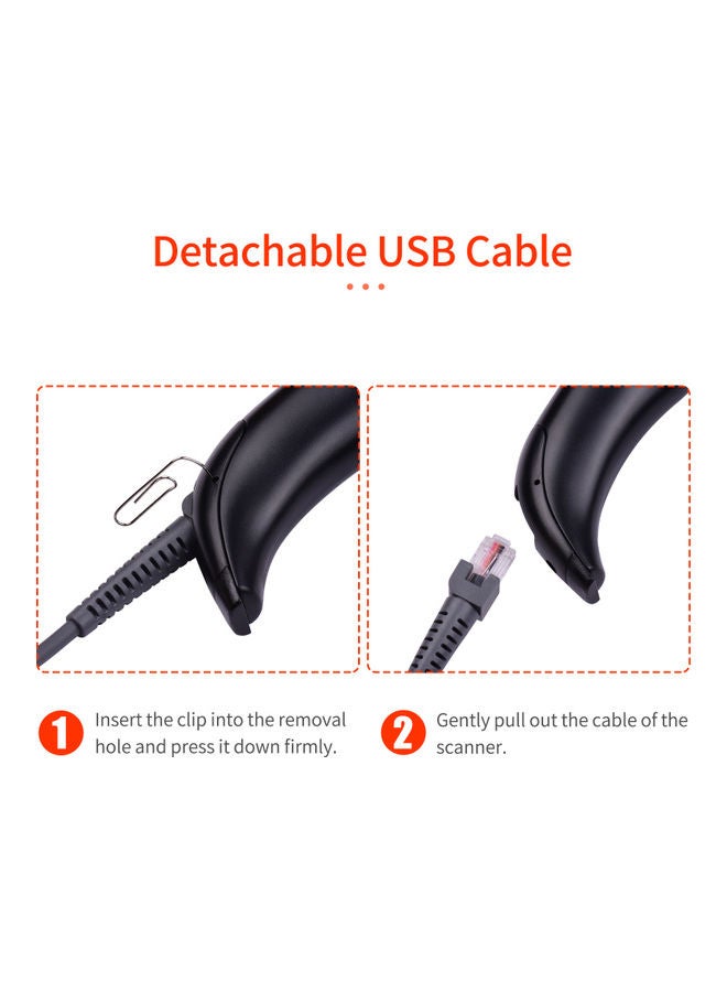 أيبيسي ماسح باركود سلكي بتصميم 1D2D/QRمحمول باليد مزود بمنفذ USB ومتوافق مع أنظمة التشغيل ويندوز وأندرويد وماك ومناسب للسوبر ماركت والمكتبة ومخزن الخدمات اللوجستية أسود - Image 4