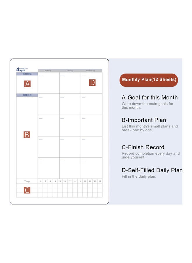 18K 128-Sheets Self-Filling Daily Planner Notebook for Business Rose Red - Image 3