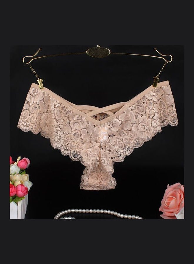 Pack Of 3 Lace Design G-String Briefs Pink/White/Blue - Image 3