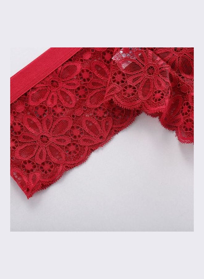 Pack Of 3 Lace Design G-String Briefs Red/White/Black - Image 5