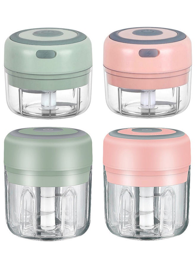 Household Electric Mini Garlic Chopper Food Chopper Green/Clear - Image 2