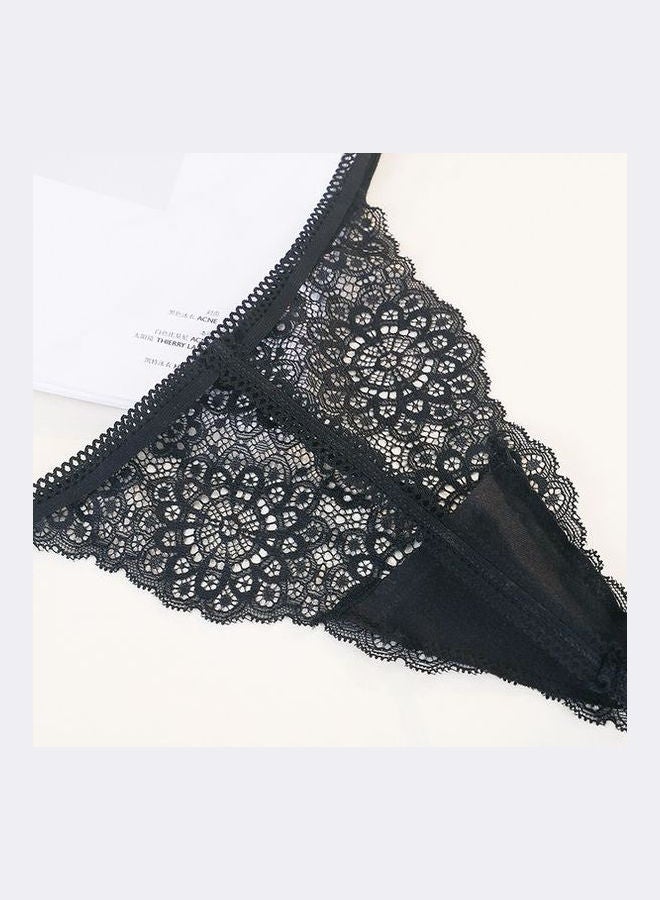 Pack Of 2 Lace Design G-String Briefs Black/Grey  - Image 2
