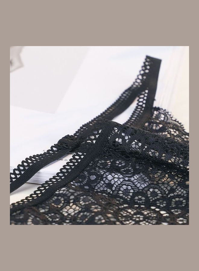 Pack Of 2 Lace Design G-String Briefs Black/Grey  - Image 3
