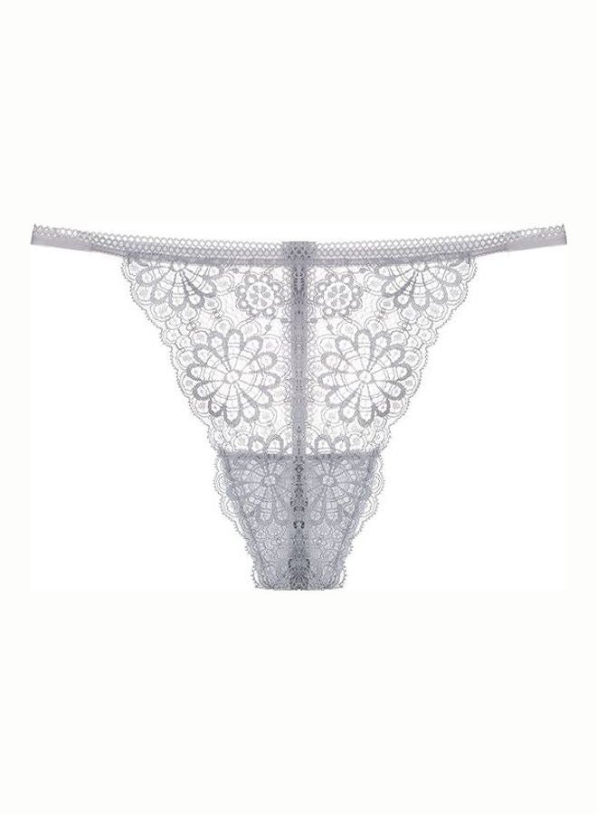 Pack Of 2 Lace Design G-String Briefs Black/Grey  - Image 4