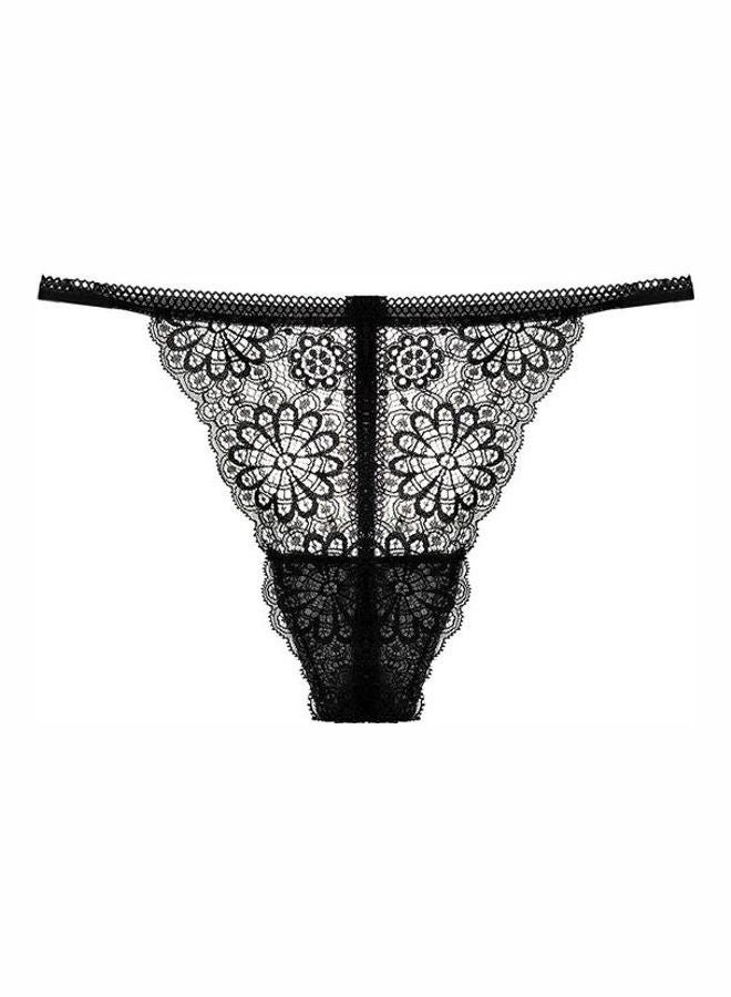 Pack Of 2 Lace Design G-String Briefs Black/Grey  - Image 5